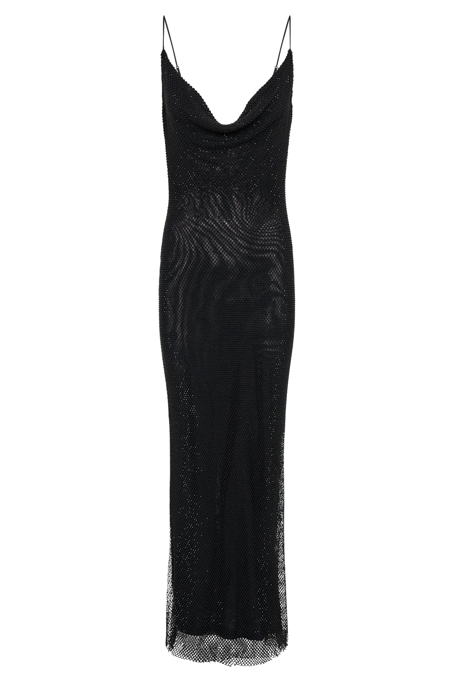 Madelaine Diamante Mesh Cowl Maxi Dress - Black