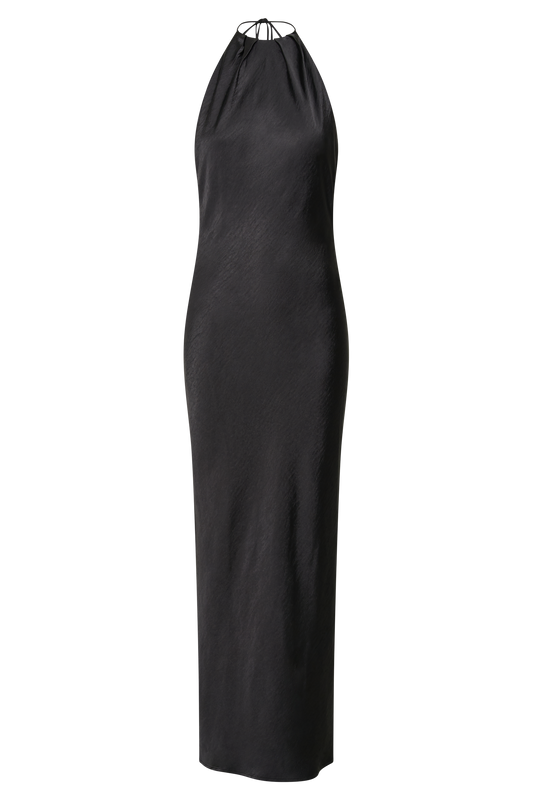 Sammy Satin Halter Maxi Dress - Black