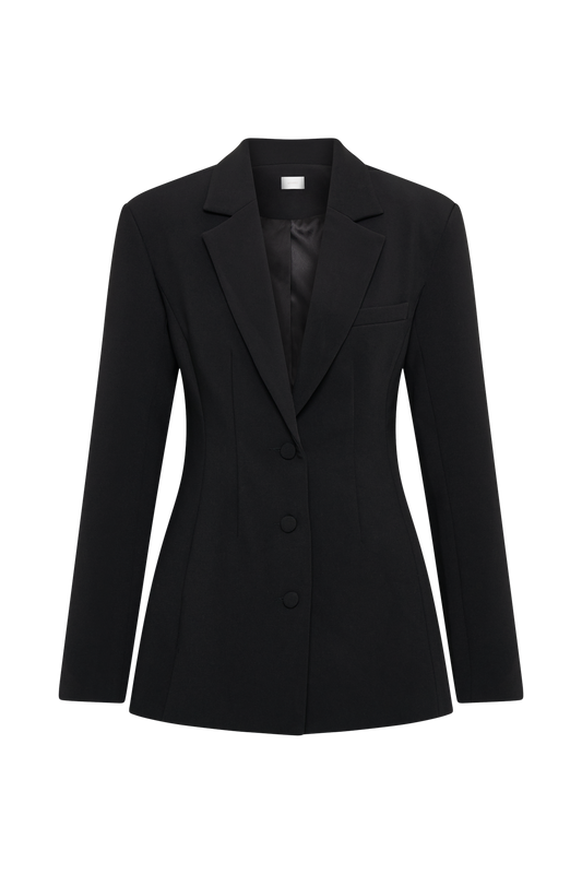 Greer Hourglass Suiting Blazer - Black