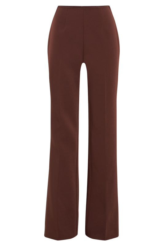 Loretta Fit & Flare Tailored Pant - Chocolate