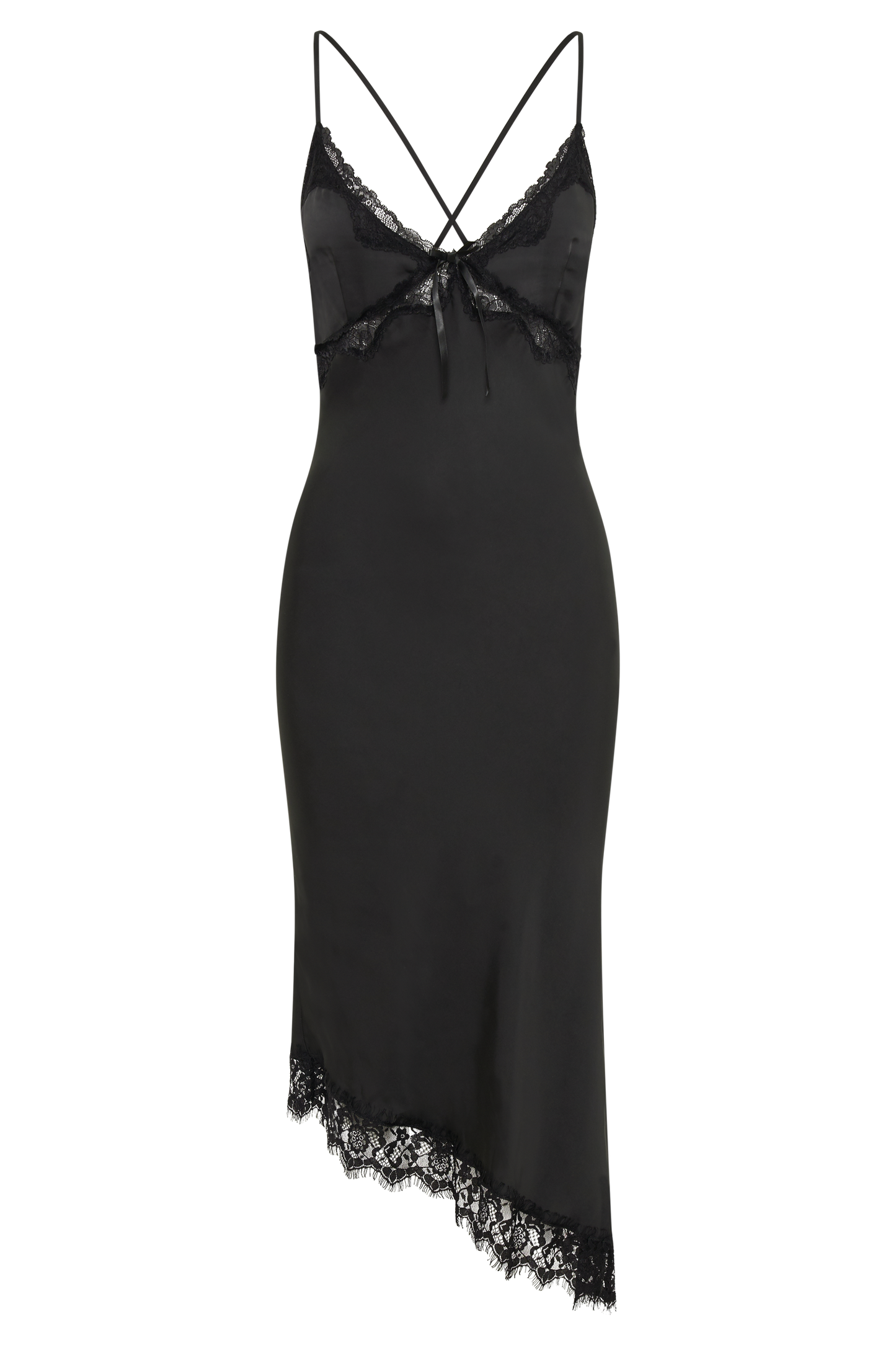 Crawford Satin Midi Dress - Black