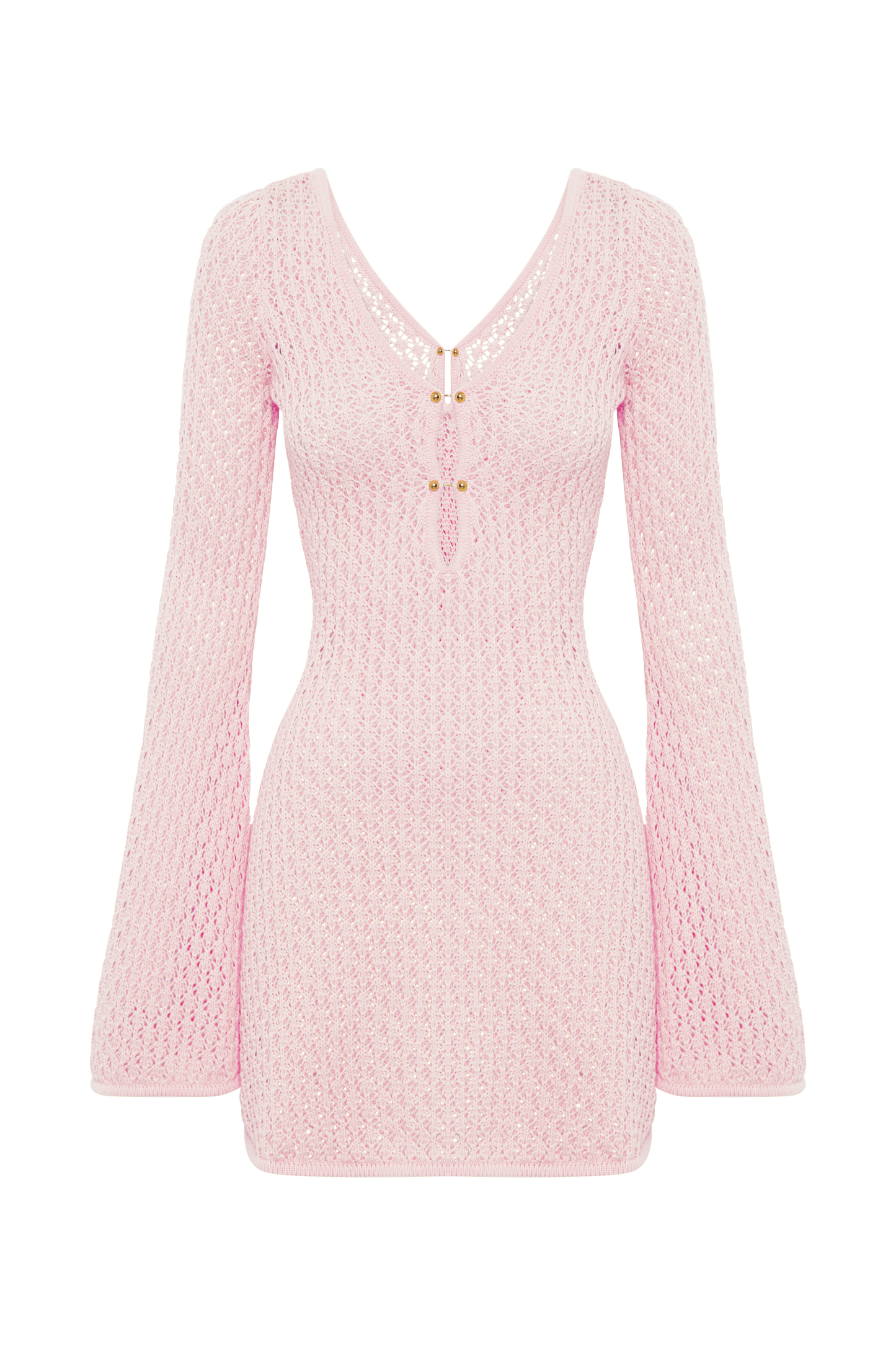 Kayleigh Crochet Knit Mini Dress - Rosewater