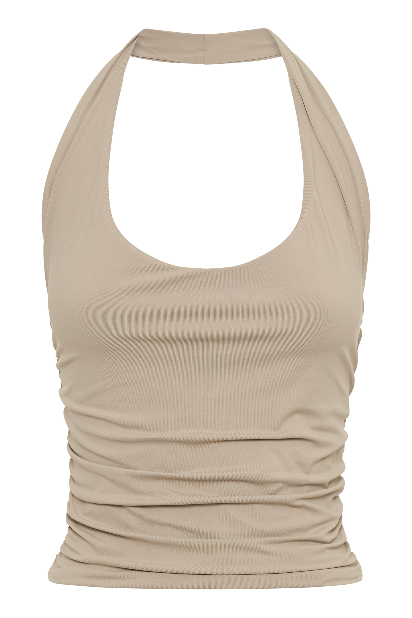 Marie Recycled Nylon Halter Top - Taupe