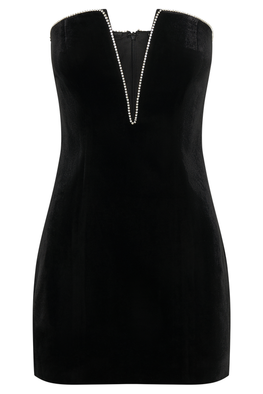 Elysia Velvet Mini Dress - Black