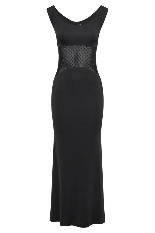 Desmond Slinky Maxi Dress With Diamante - Black