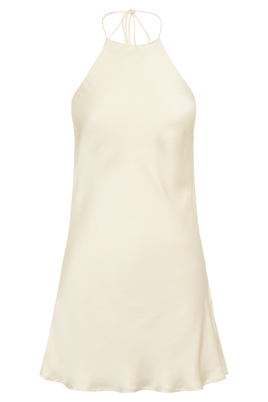 Atlas Satin Bow Mini Dress - Ivory