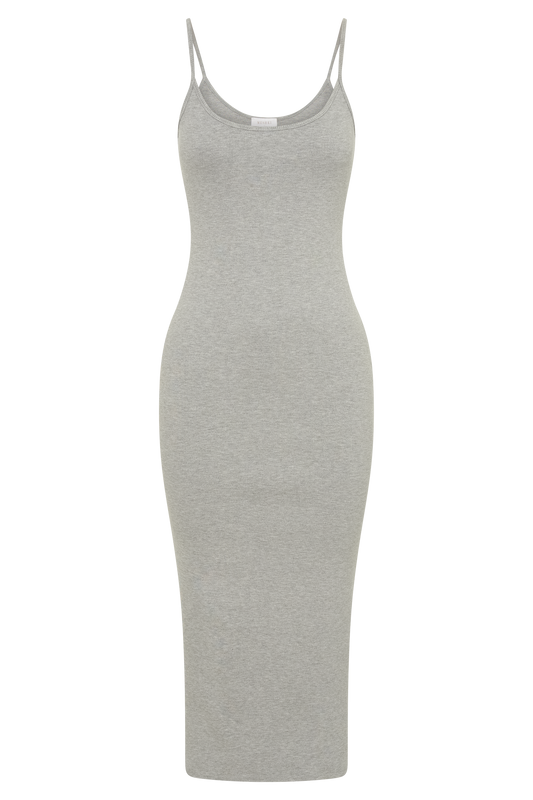 Alexis Ribbed Cami Midi Dress - Grey Marle