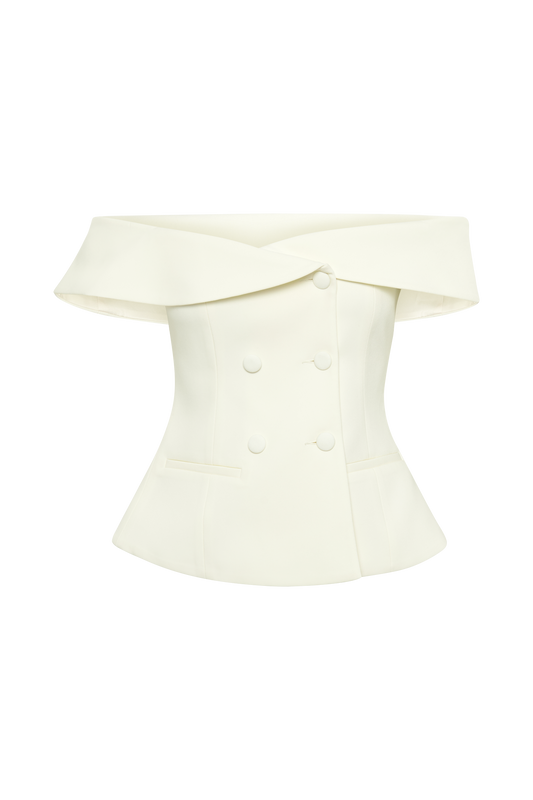 Krista Strapless Suiting Top - Ivory