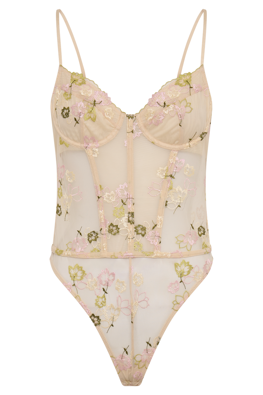 Annette Lace Bodysuit - Nude Floral - MESHKI