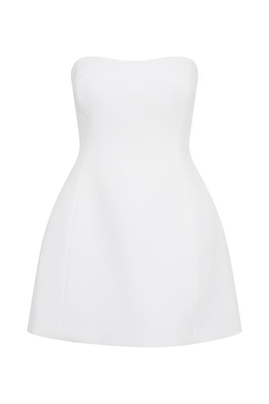 Neeka Strapless Bow Back Mini Dress - White