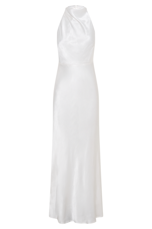 Esther Iridescent Satin Cowl Maxi Dress - Ivory