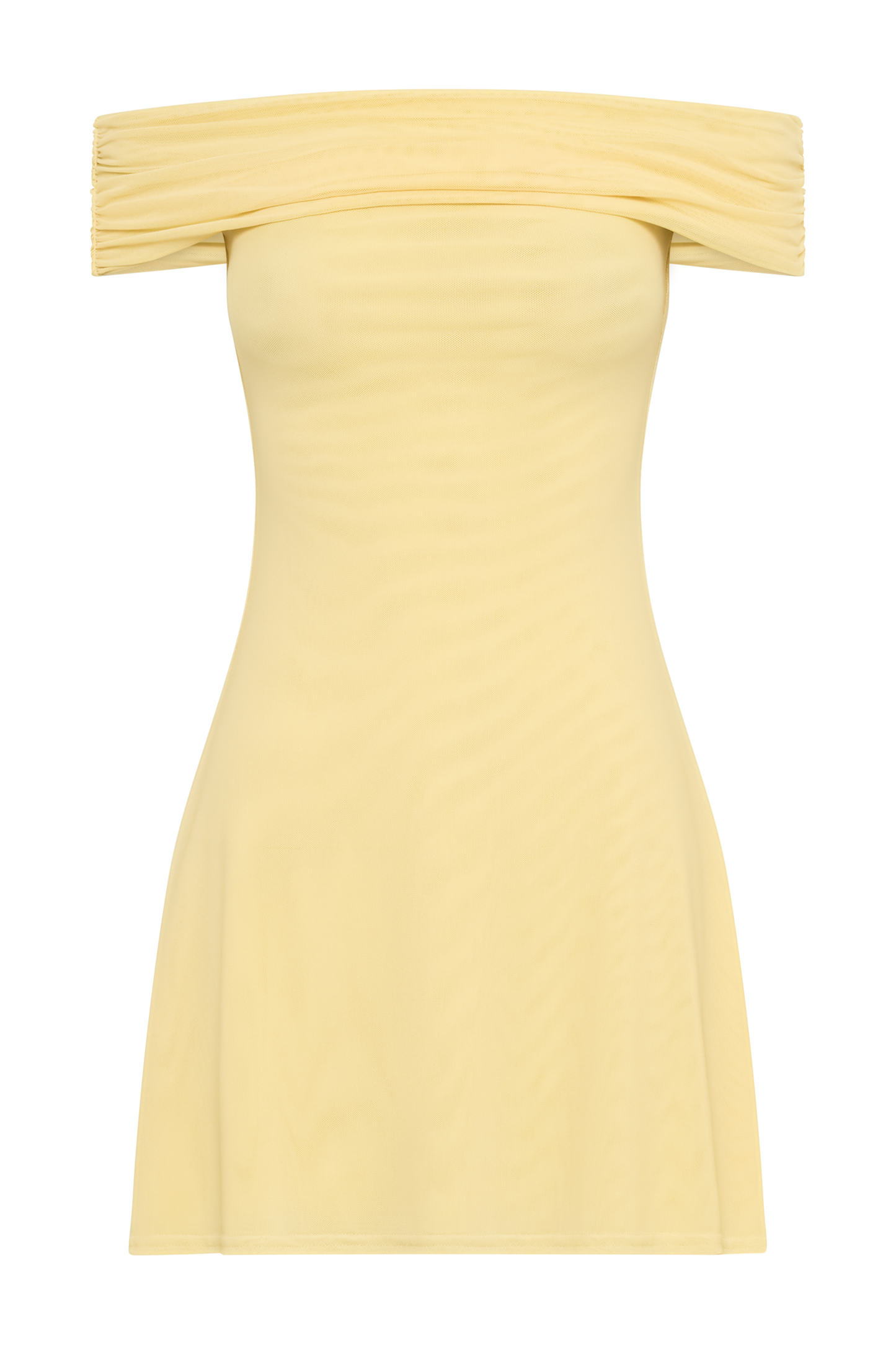 Josie Off Shoulder Mesh Mini Dress - Lemon