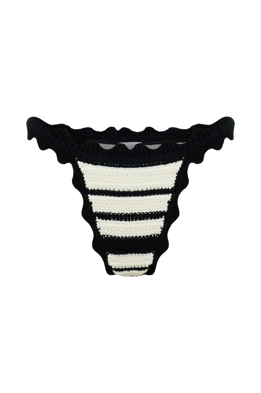 Amanda Stripe Bikini Bottom - Black/White