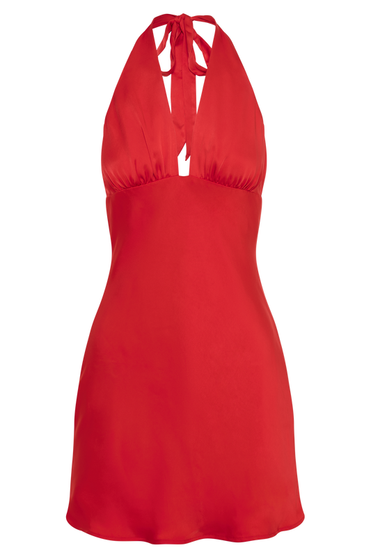 Aimee Halter Mini Dress - Red