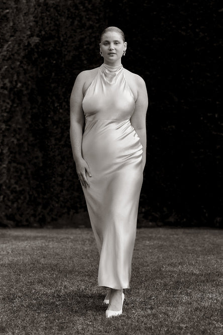 Image of woman in bridesmaids dress.