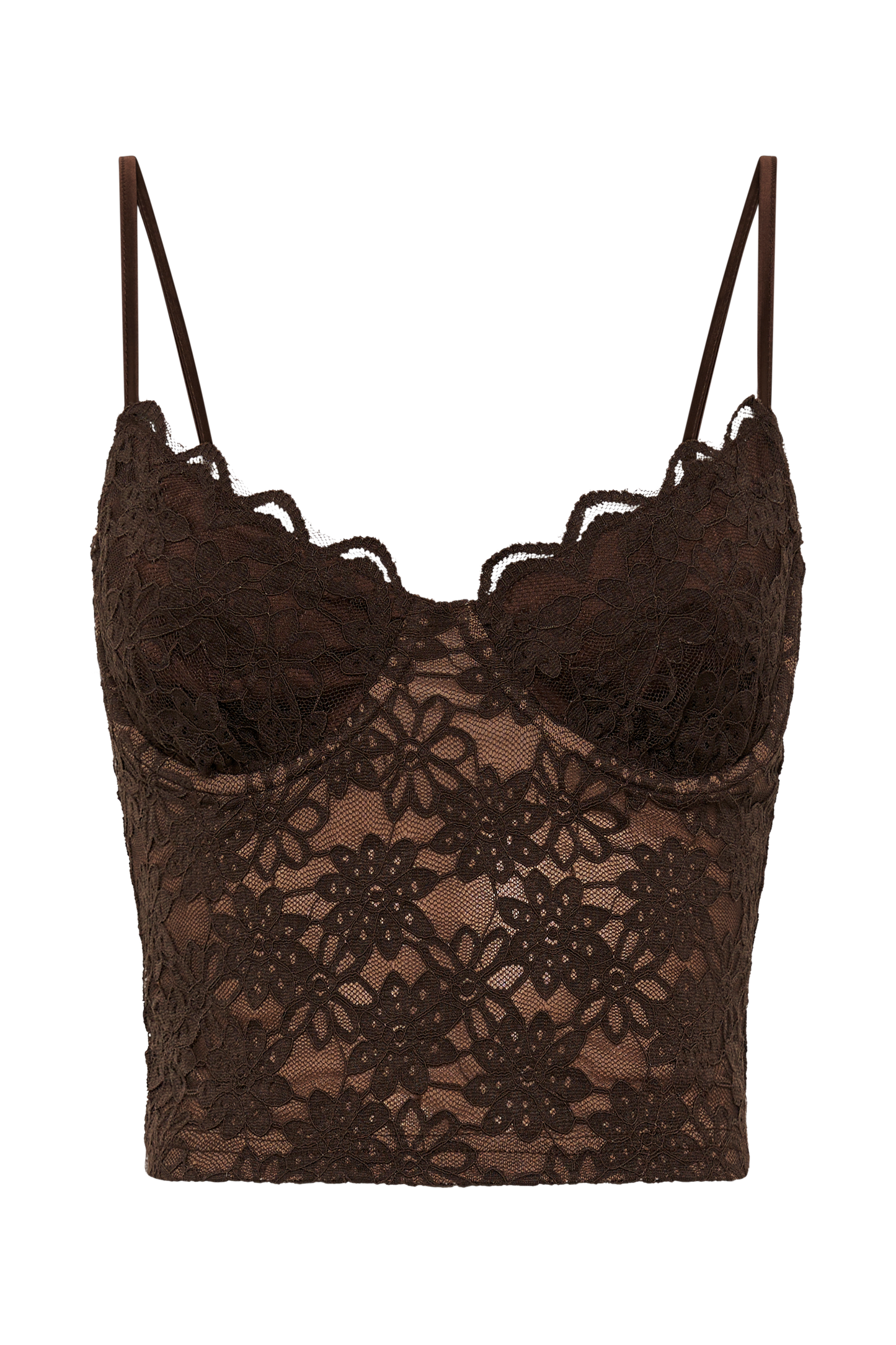 Joey Lace Corset Top - Chocolate