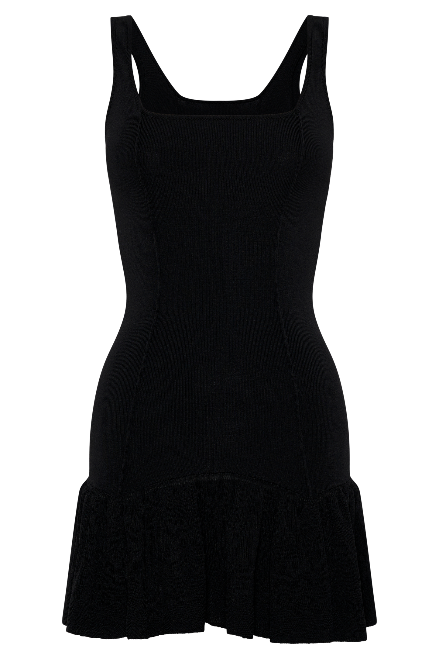 Gwendolyn Flare Knit Mini Dress - Black