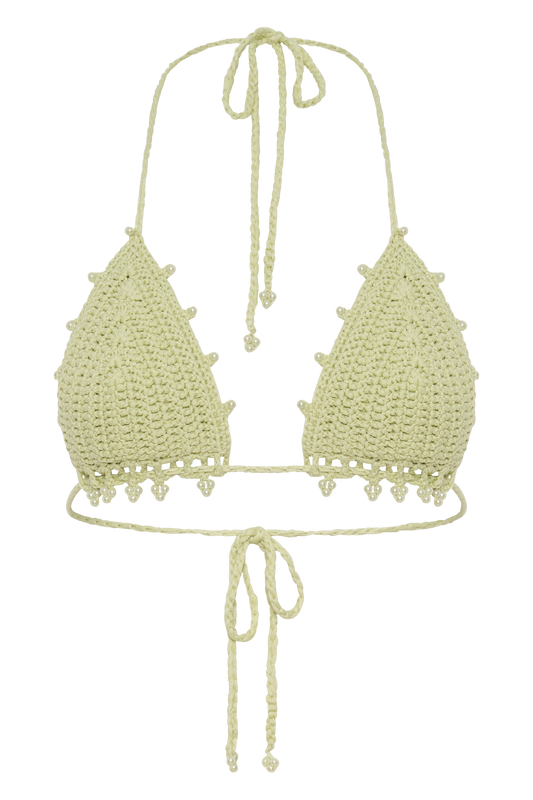 Sadie Pearl Knit Bikini Top - Seafoam Green