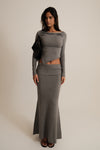 Karlie Knit Maxi Skirt With Ribbed Waist - Ivory