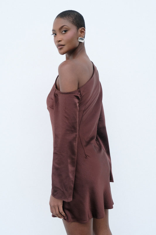 Nikita Long Sleeve Mini Dress - Dark Chocolate