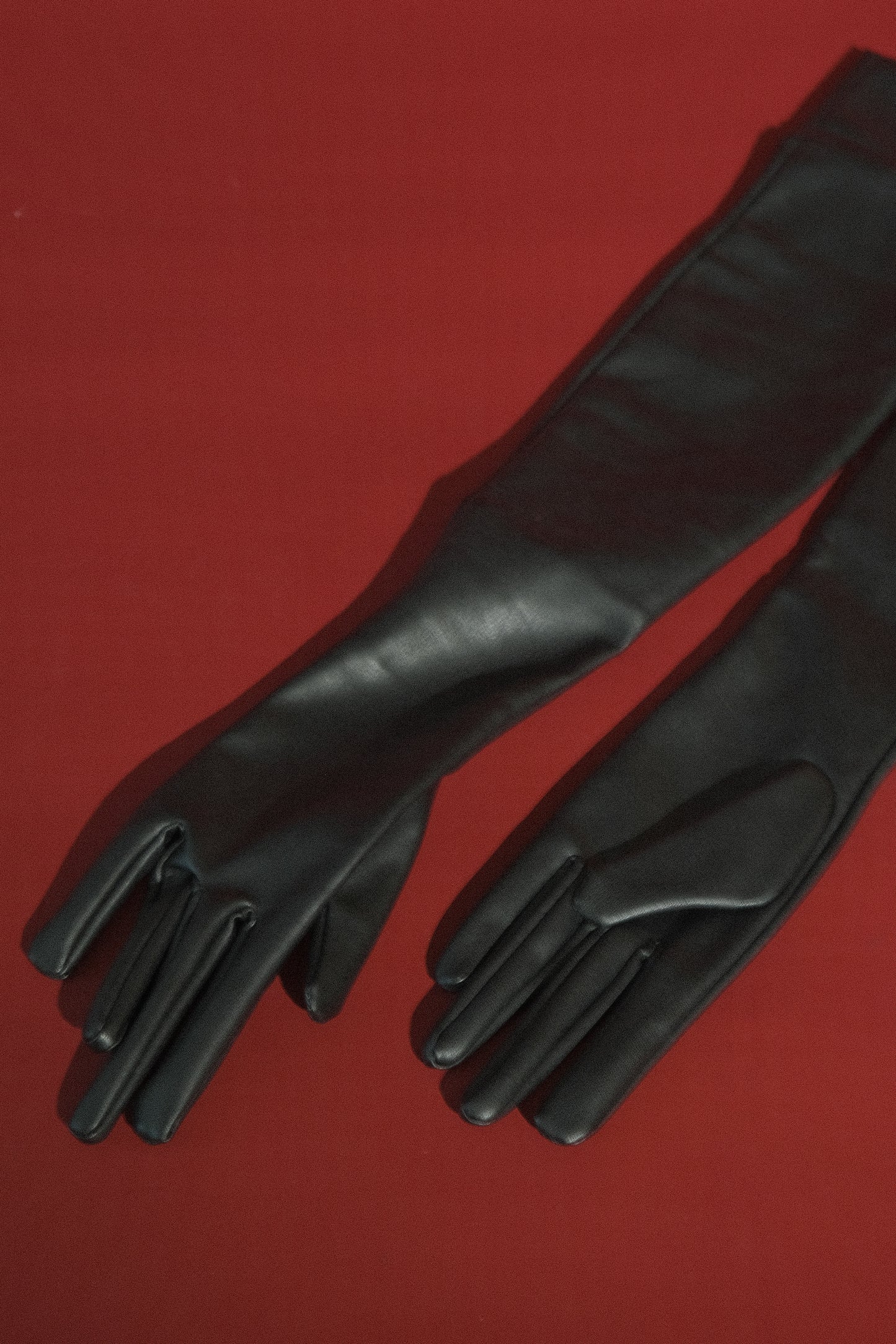 Jasper Faux Leather Elbow Length Gloves - Black