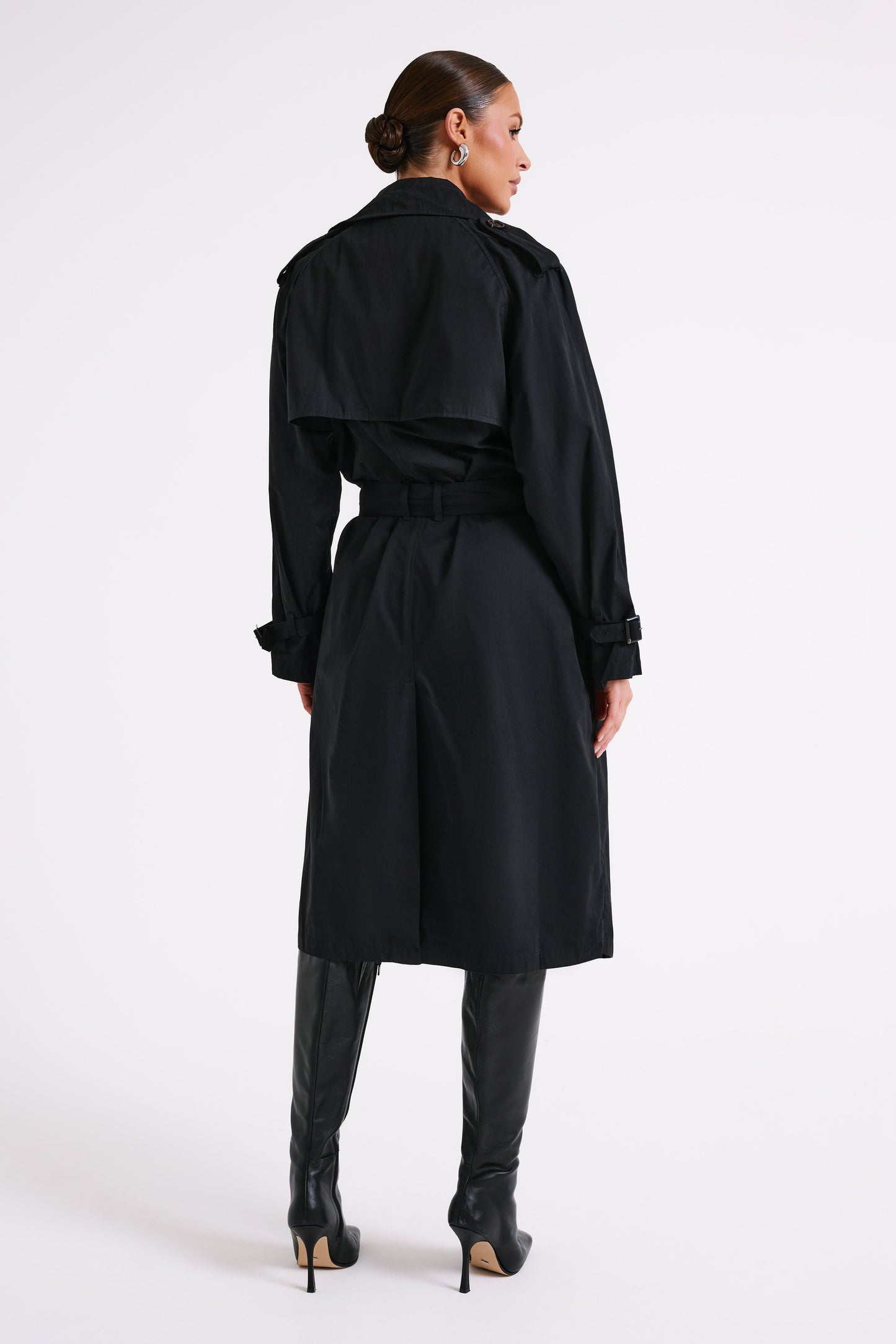 Channing Trench Coat With Belt - Black