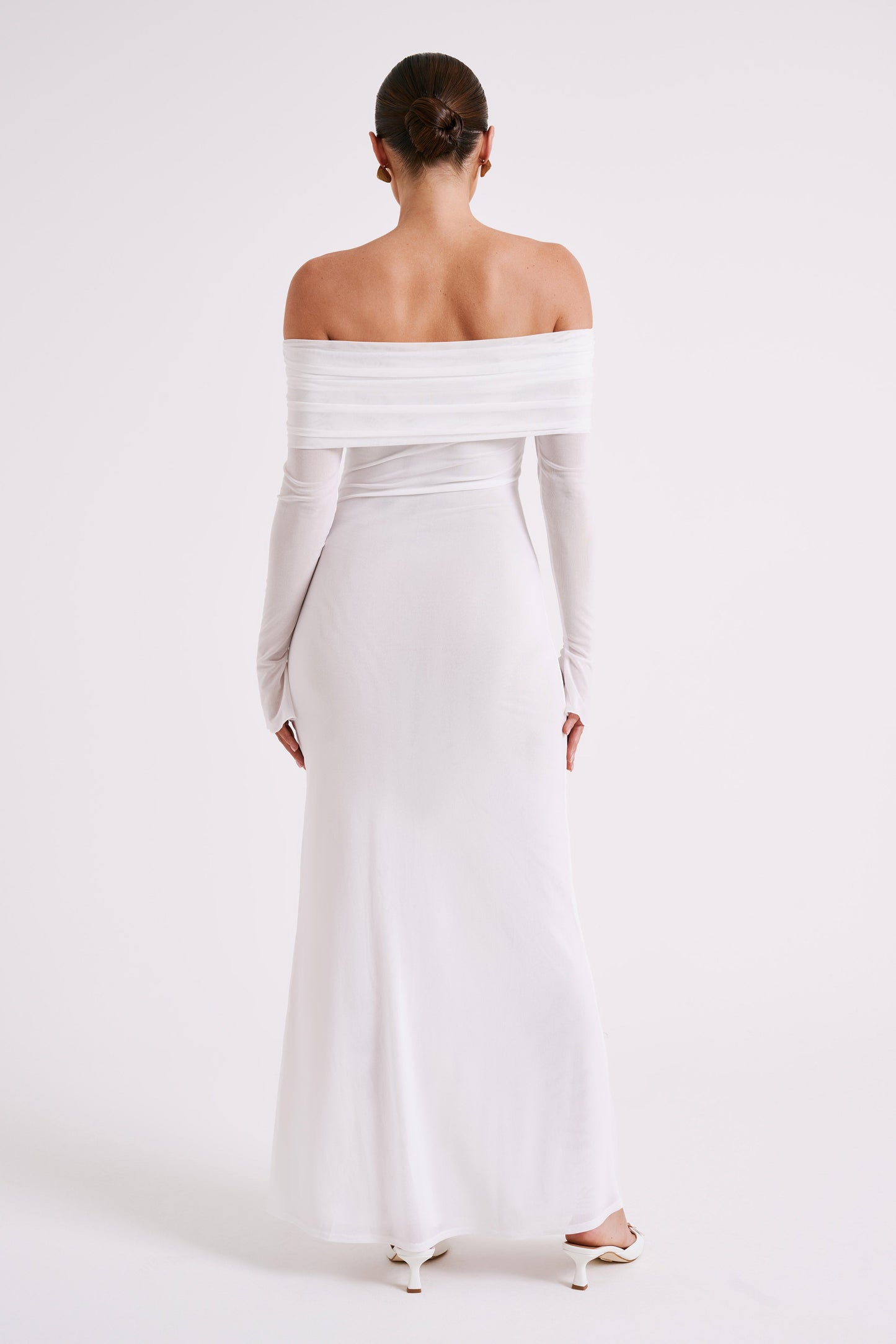 Josie Off Shoulder Mesh Maxi Dress - Ivory