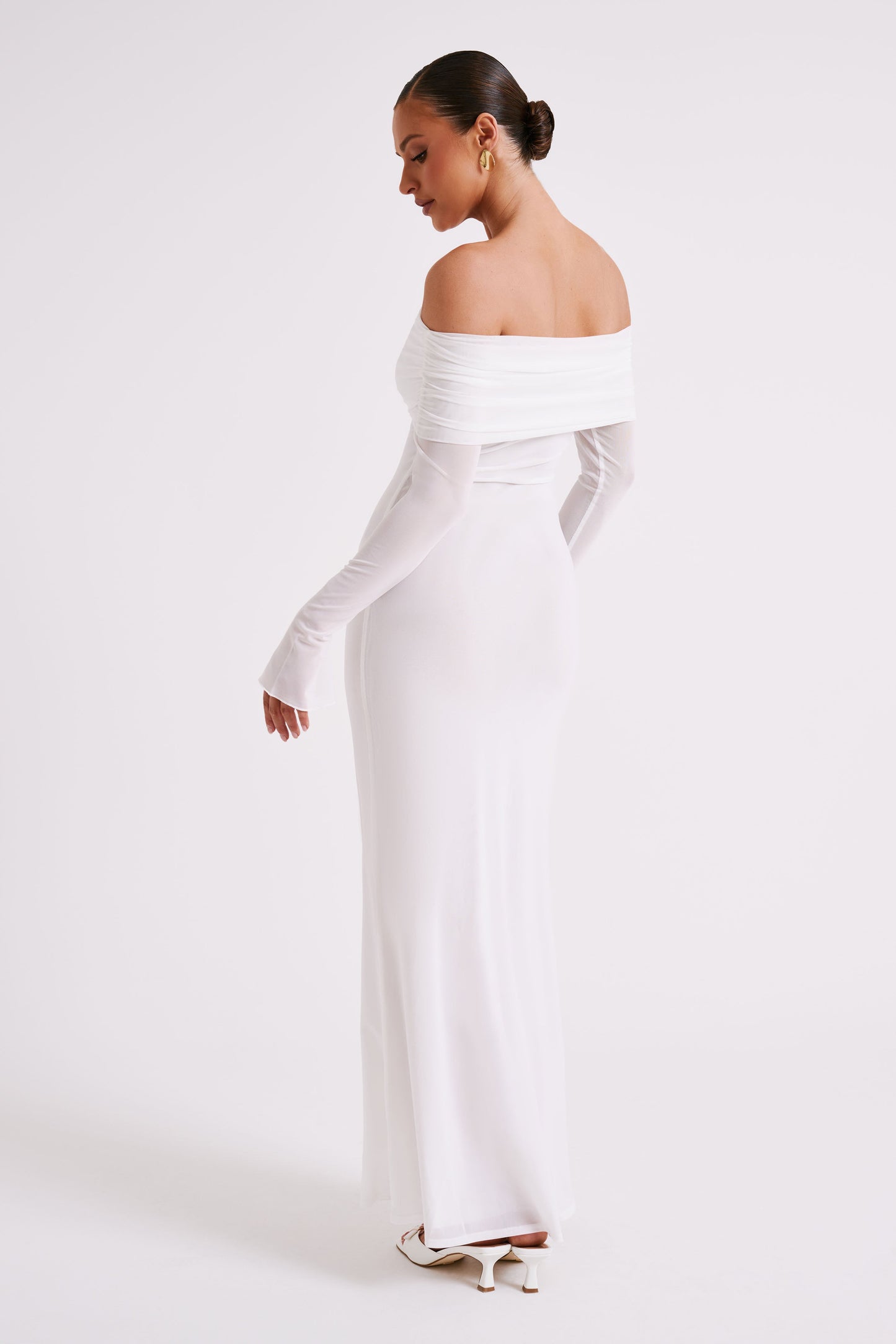 Josie Off Shoulder Mesh Maxi Dress - Ivory