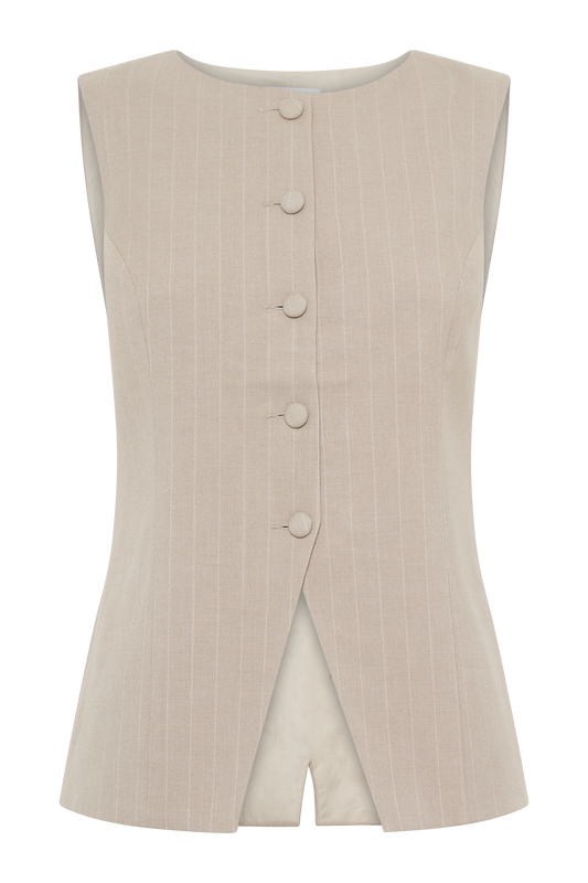 Tracey Suiting Vest - Taupe Pinstripe