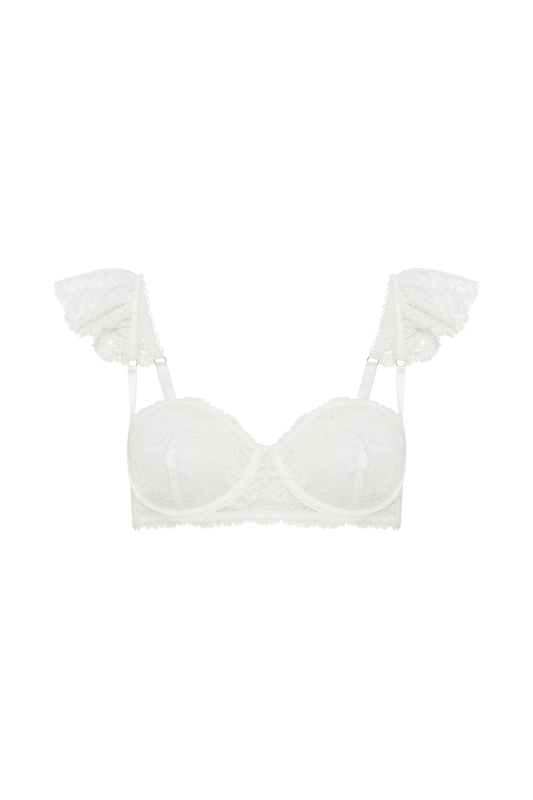 Blaise Lace Frill Underwire Bra - White