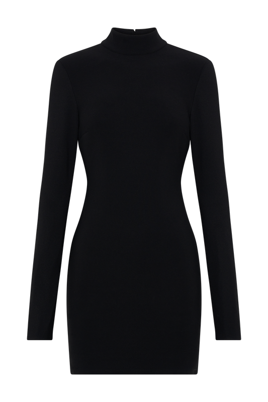 Agatha Crepe Pearl Mini Dress - Black