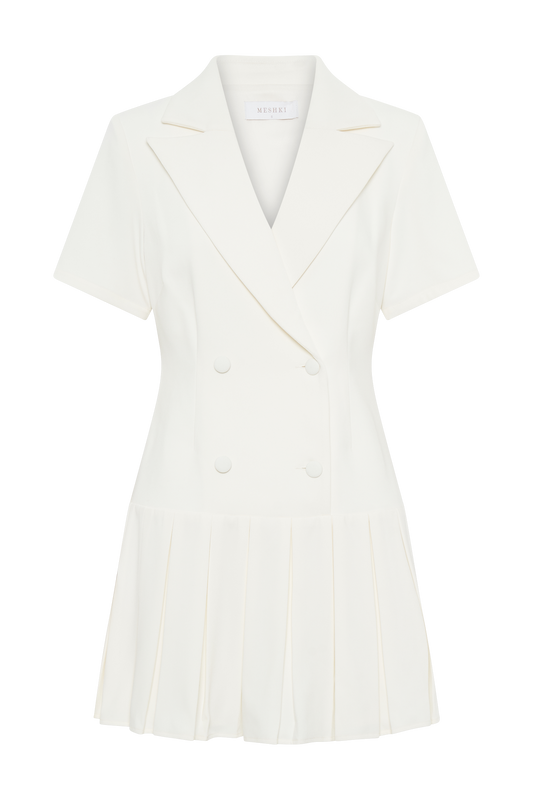 Quentin Suiting Pleated Mini Dress - Ivory