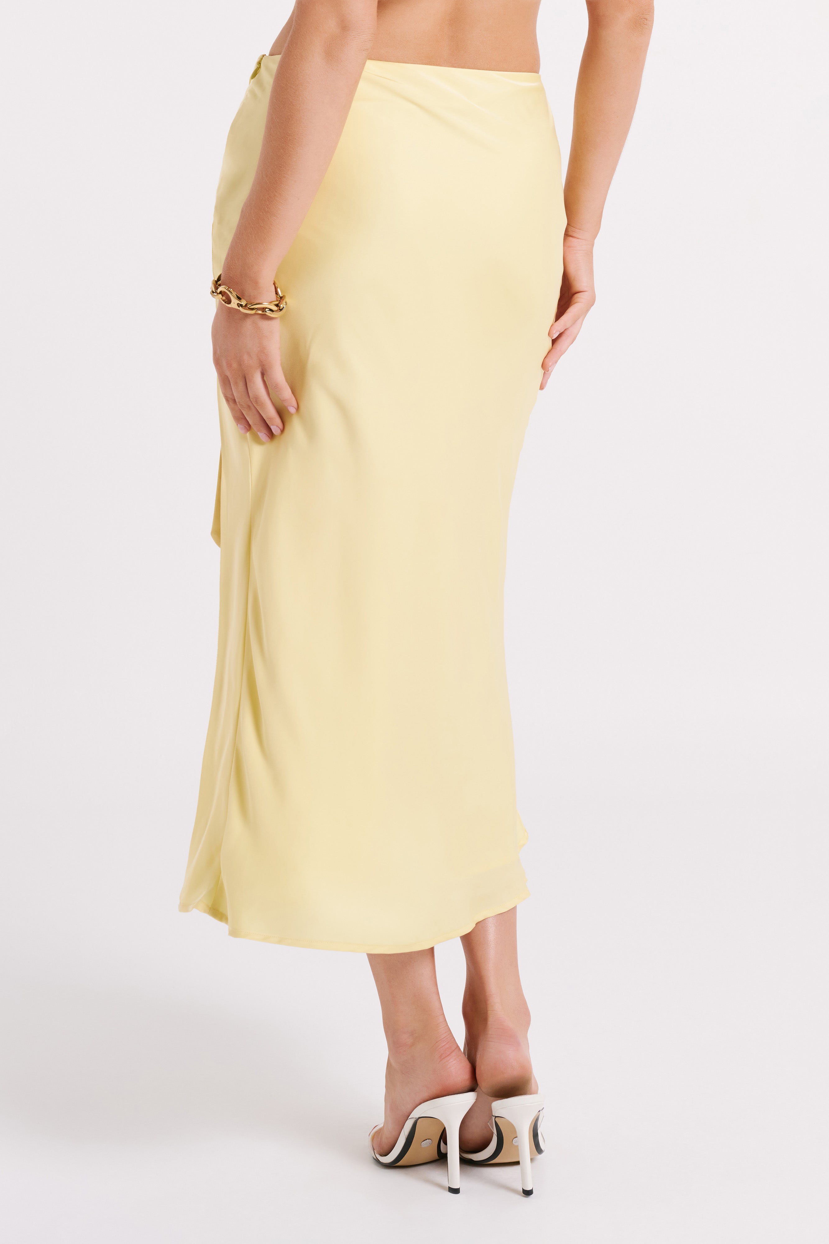 Satin midi skirt yellow new arrivals