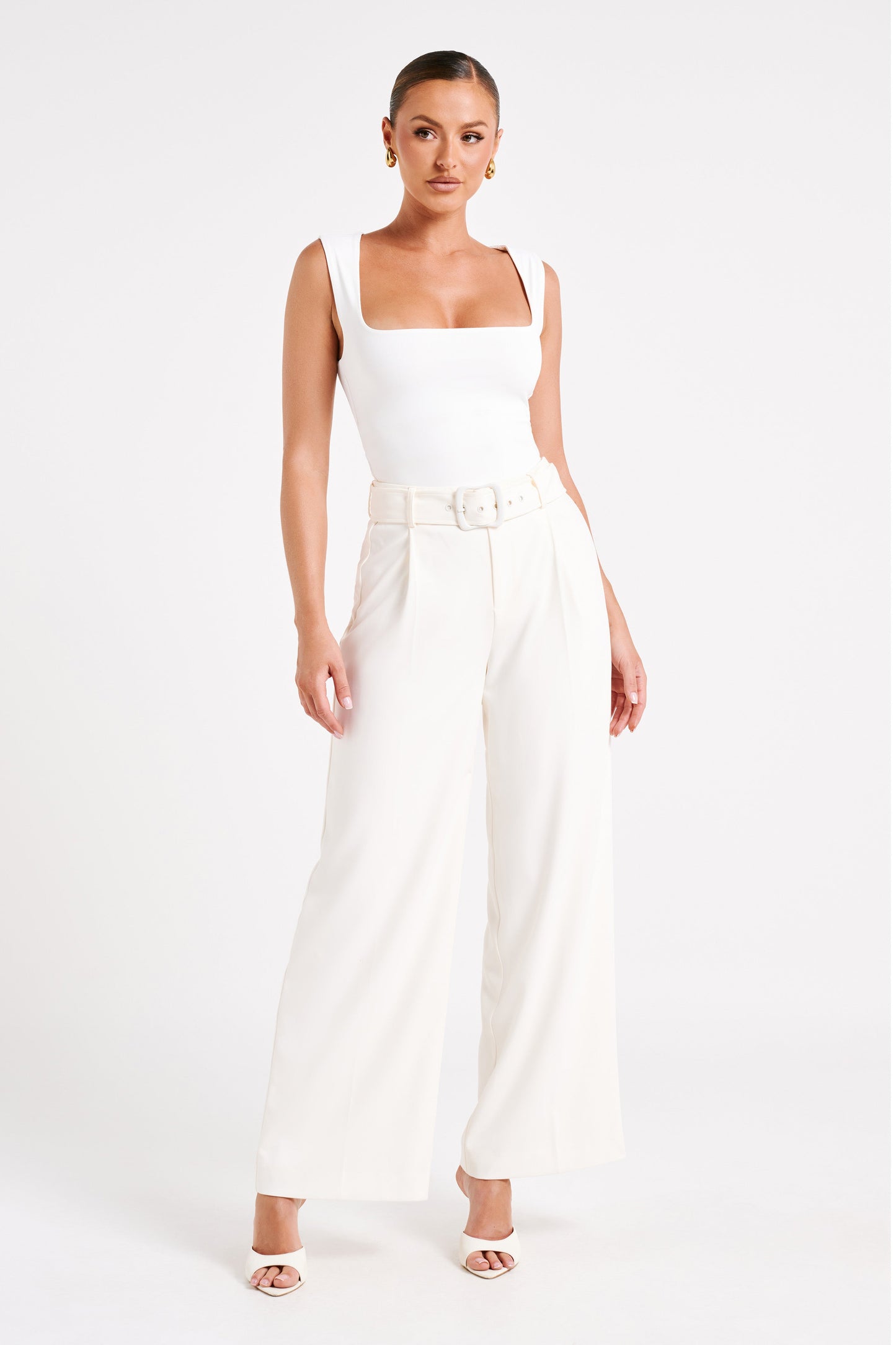 Tenley Wide Leg Suiting Pants - Ivory