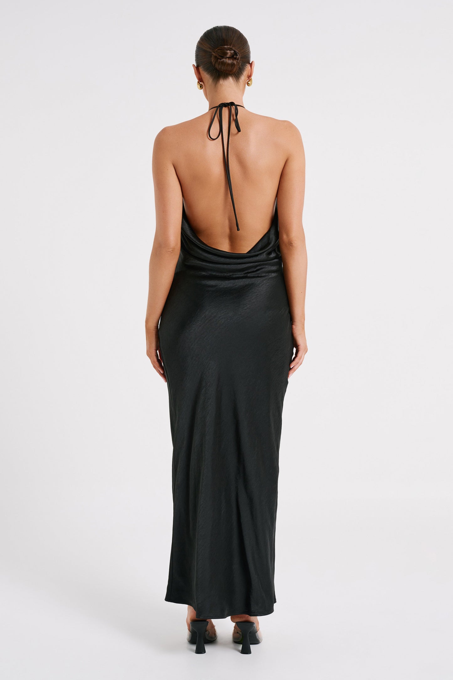 Sammy Satin Halter Maxi Dress - Black