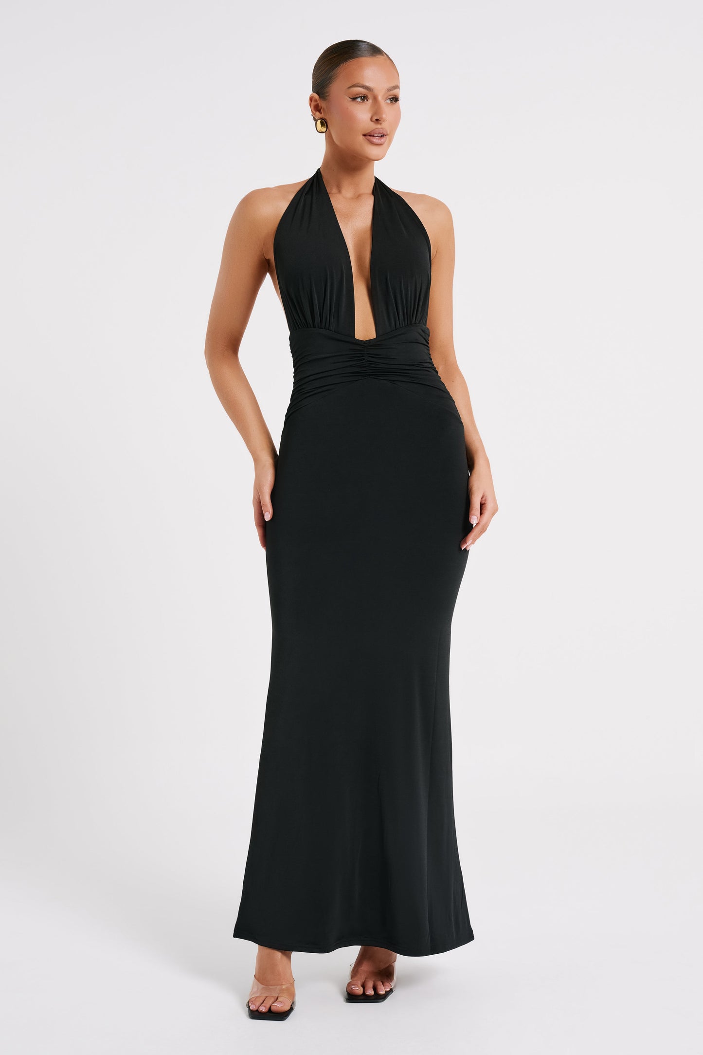 Jovanna Slinky Halter Maxi Dress - Black