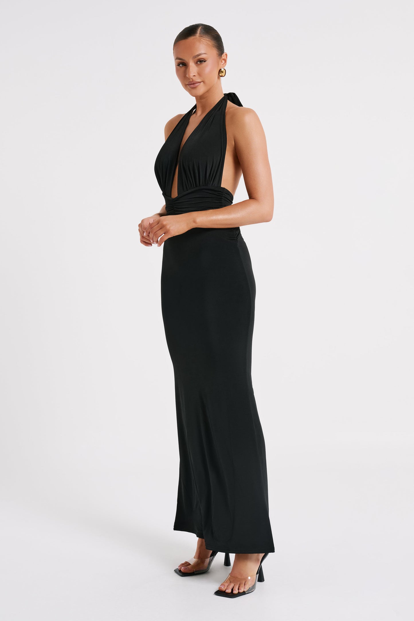 Jovanna Slinky Halter Maxi Dress - Black