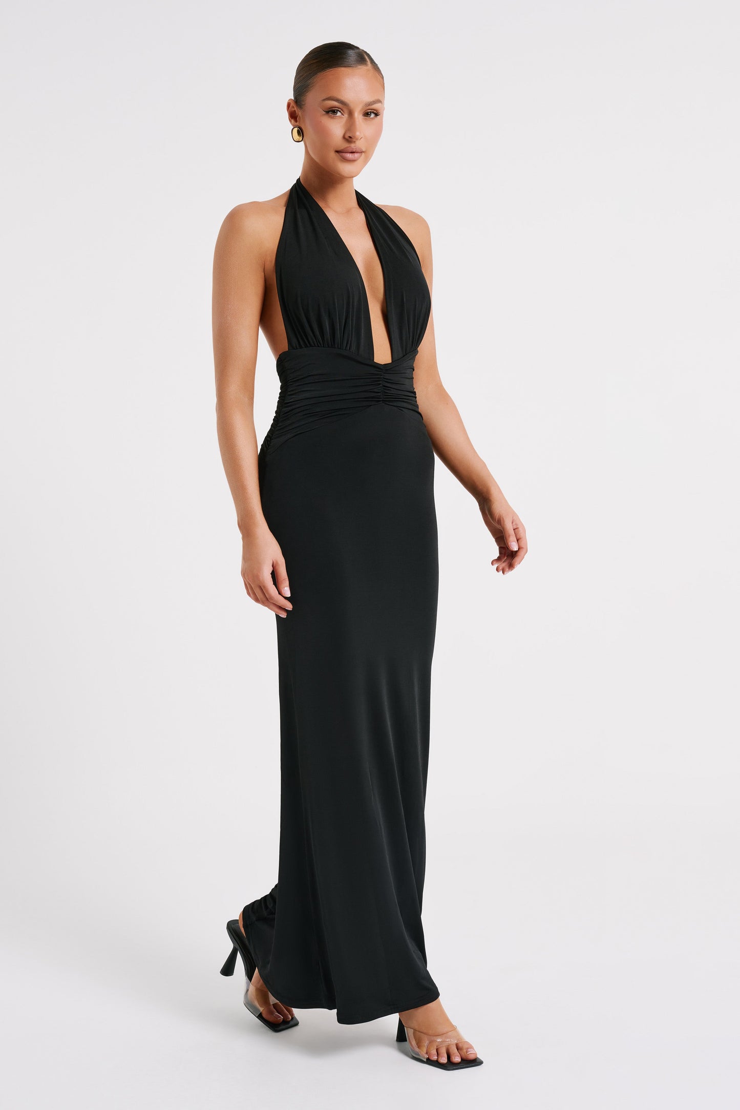 Jovanna Slinky Halter Maxi Dress - Black