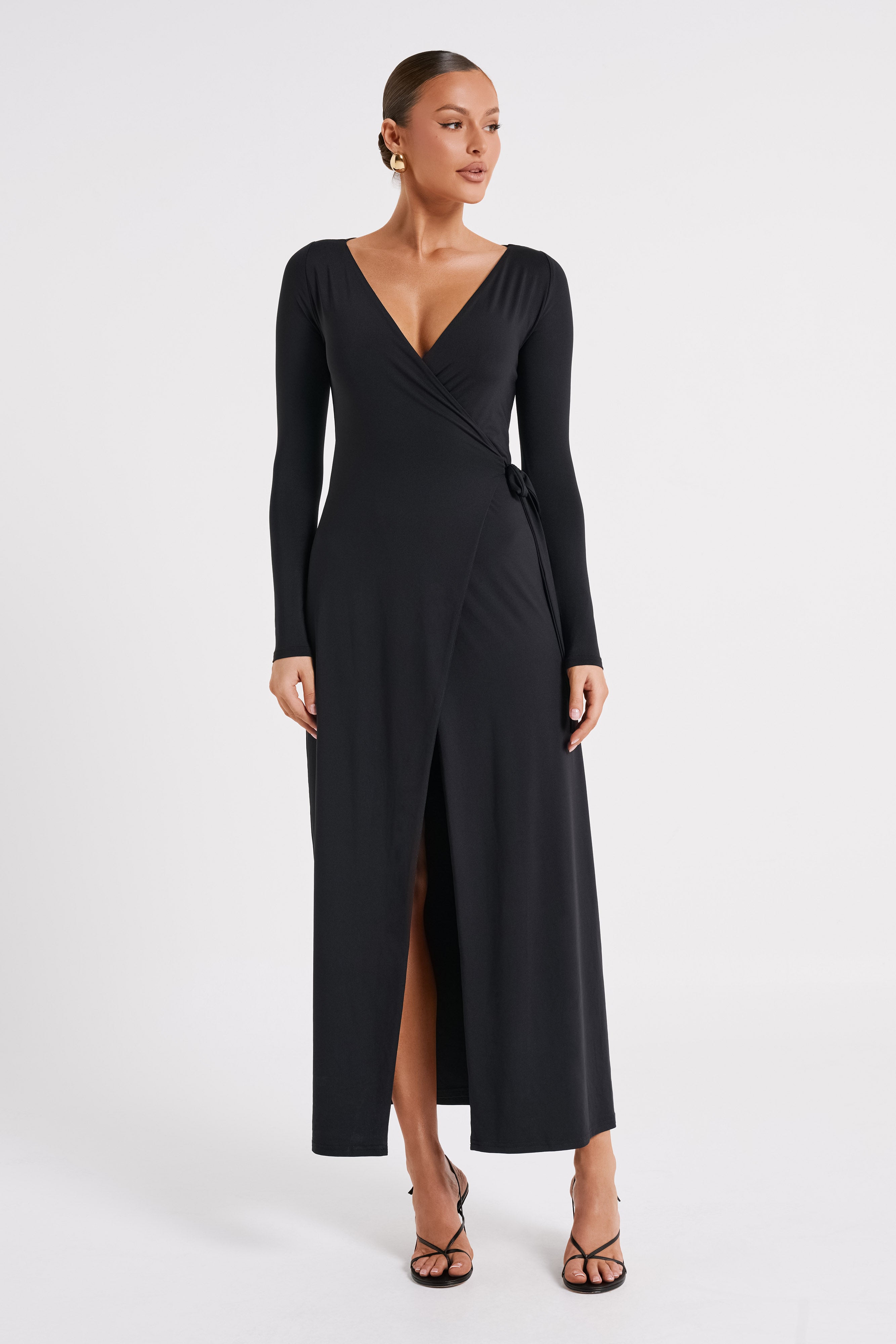 Formal maxi wrap dress store