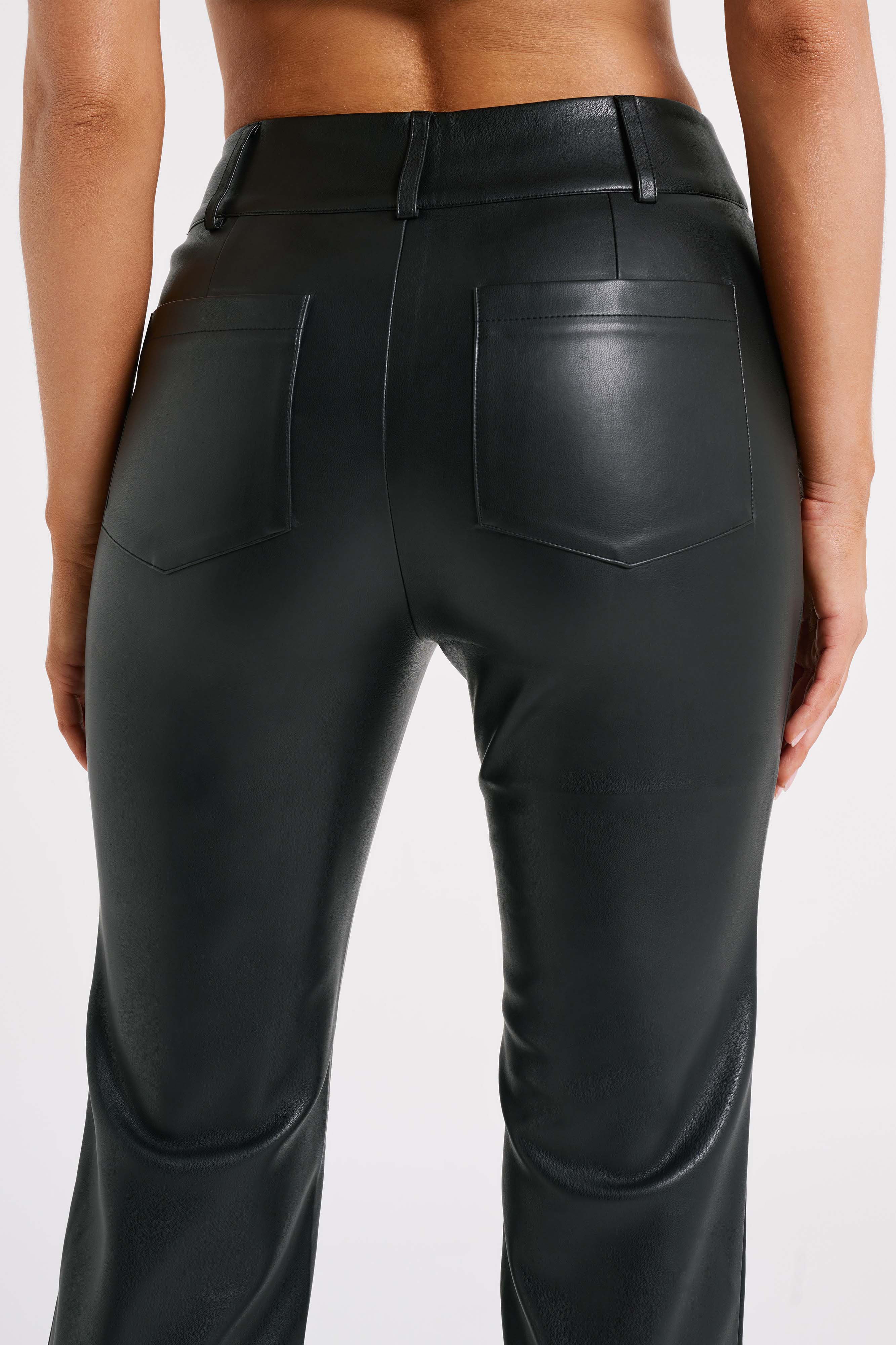 Laurette Faux Leather Straight Leg Pant Black MESHKI