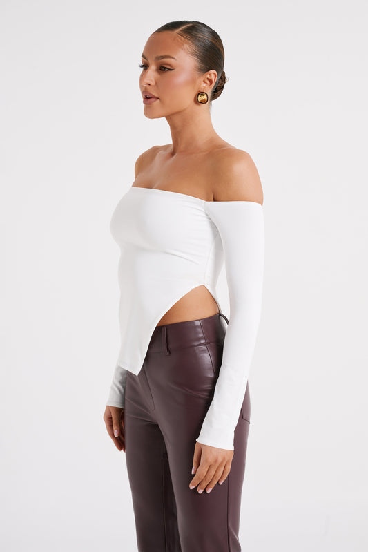 Carmen Recycled Nylon Off Shoulder Top - White