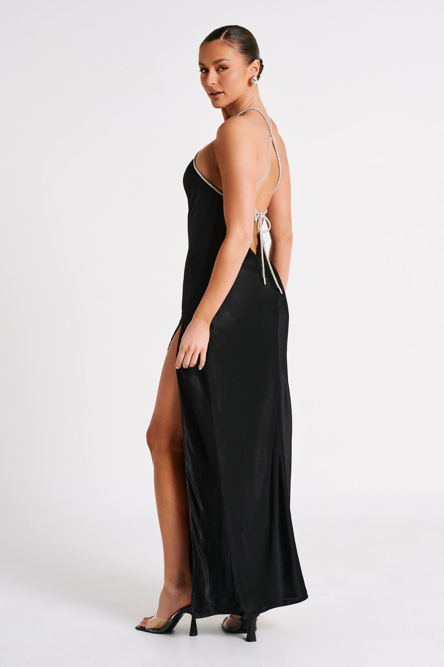 Louise Diamante Rope Maxi Dress - Black