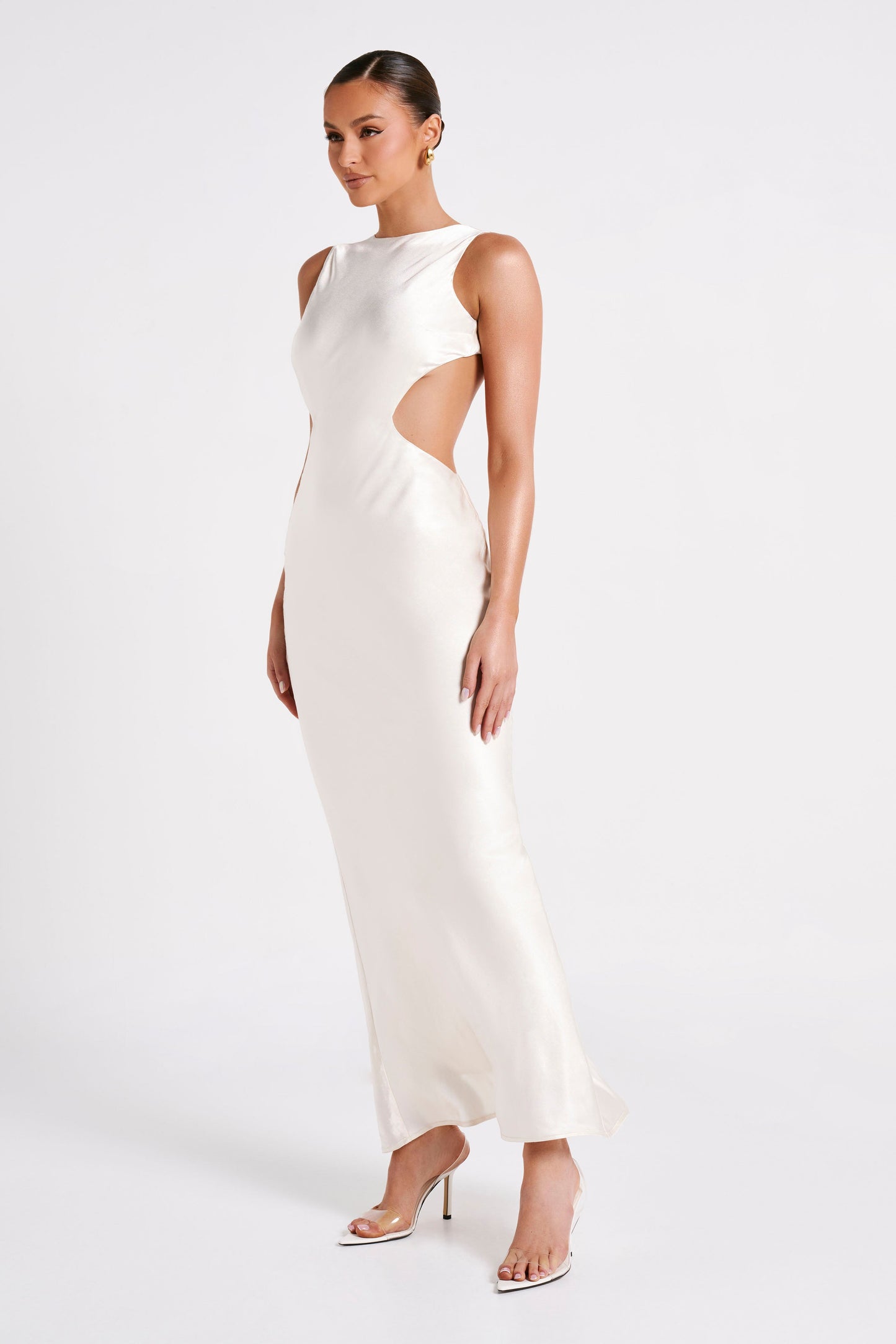 Electra Satin Cut Out Maxi Dress - Ivory