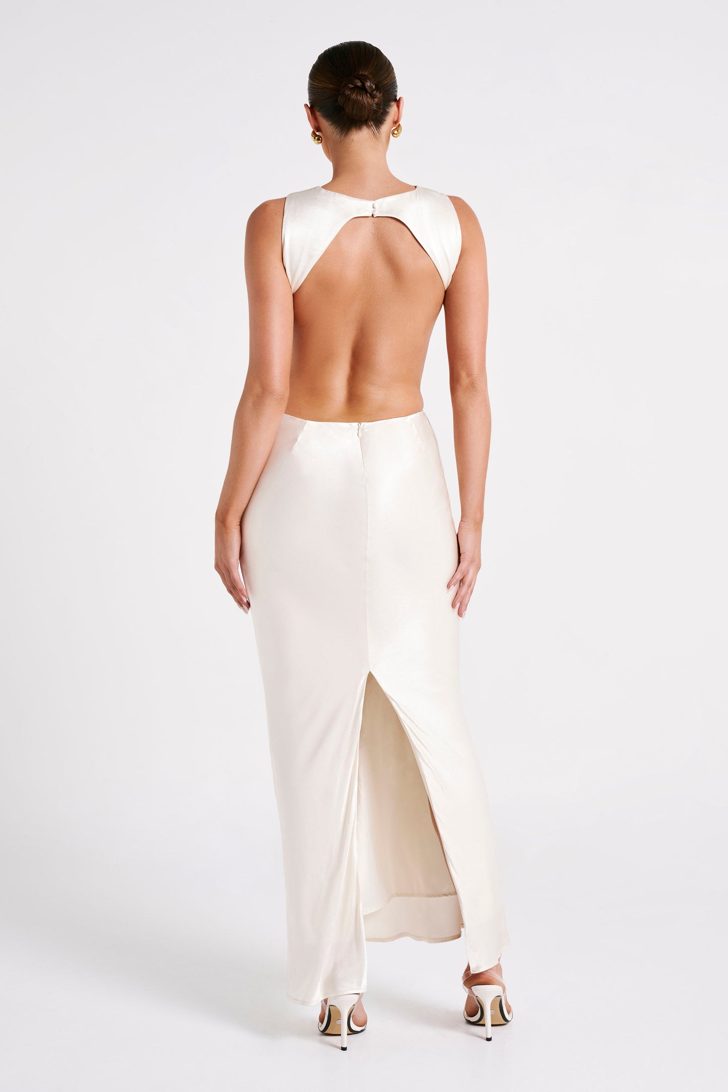 Electra Satin Cut Out Maxi Dress - Ivory