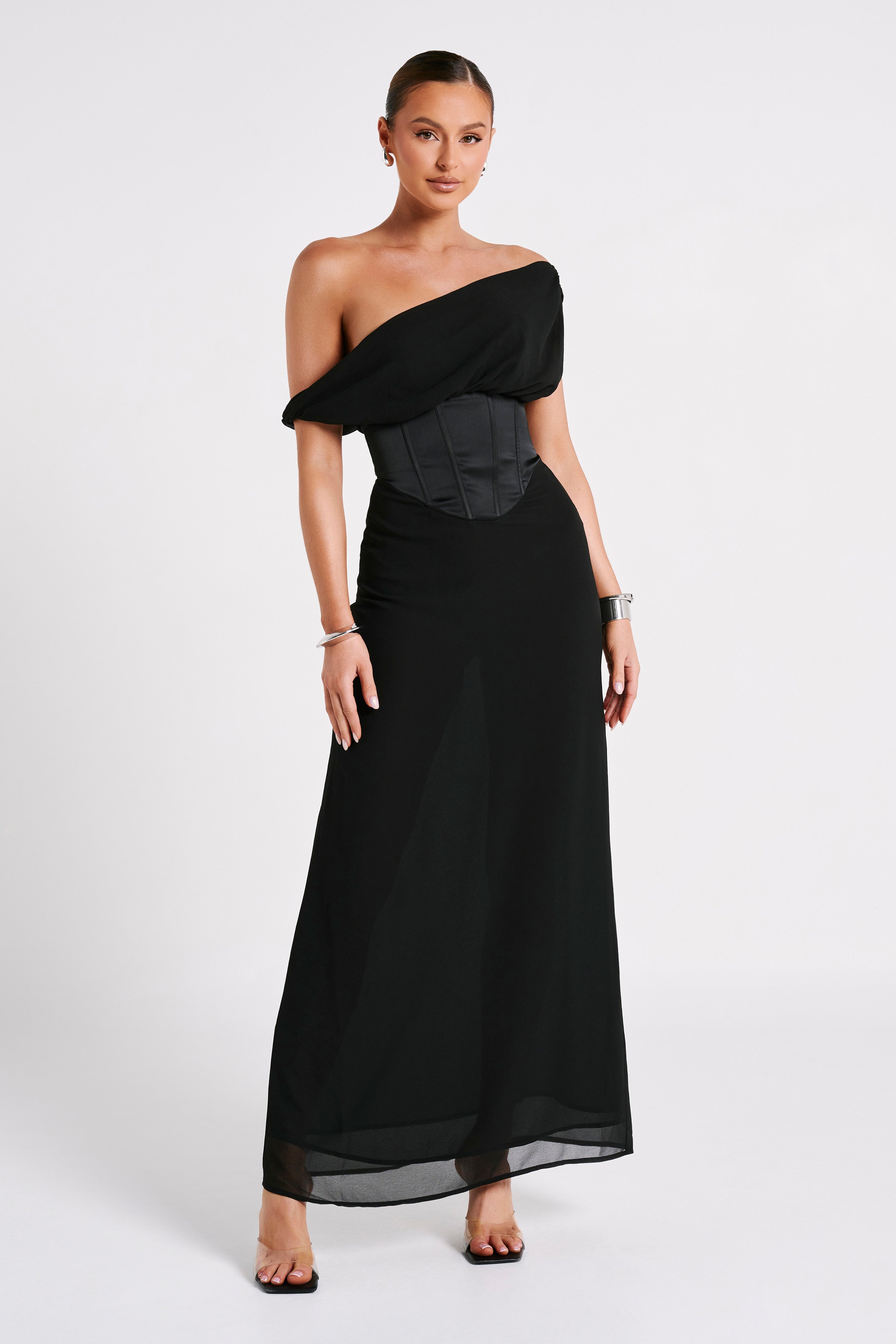 Courtney Chiffon Maxi Dress Black