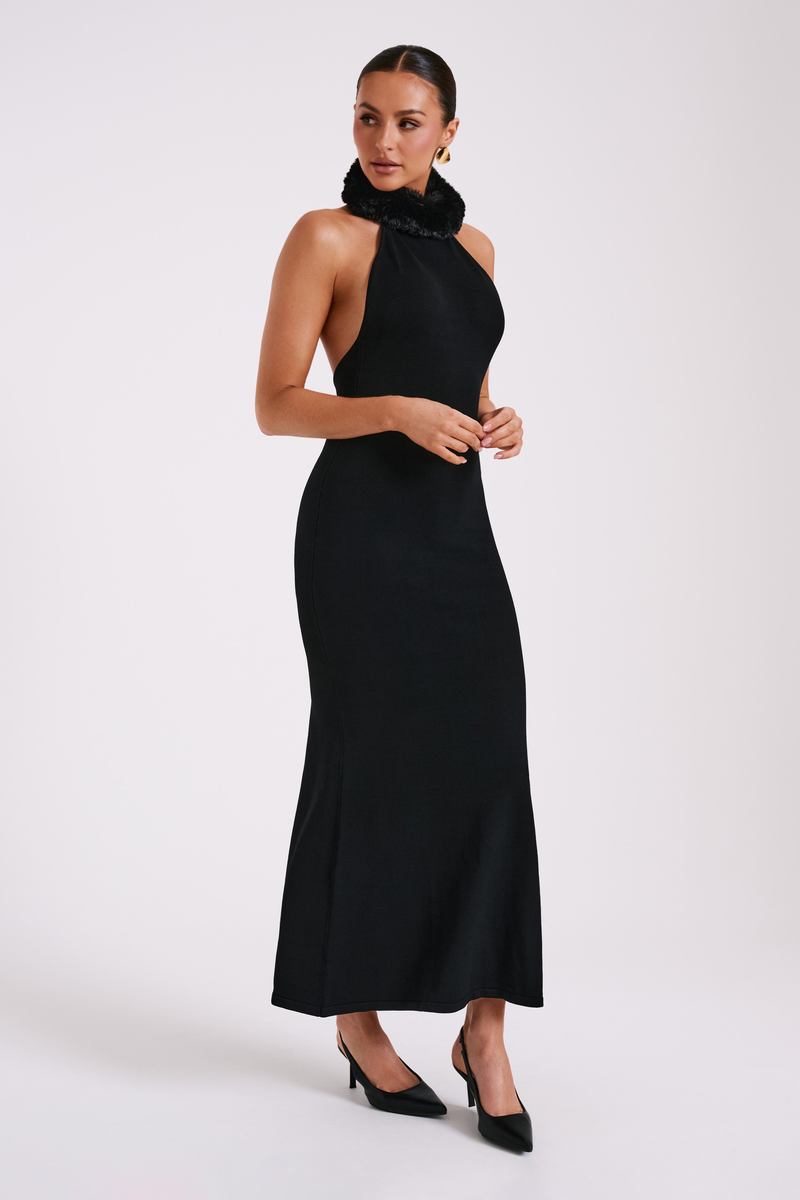Fur black dress hotsell