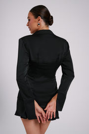 Hartley Satin Collared Shirt - Black