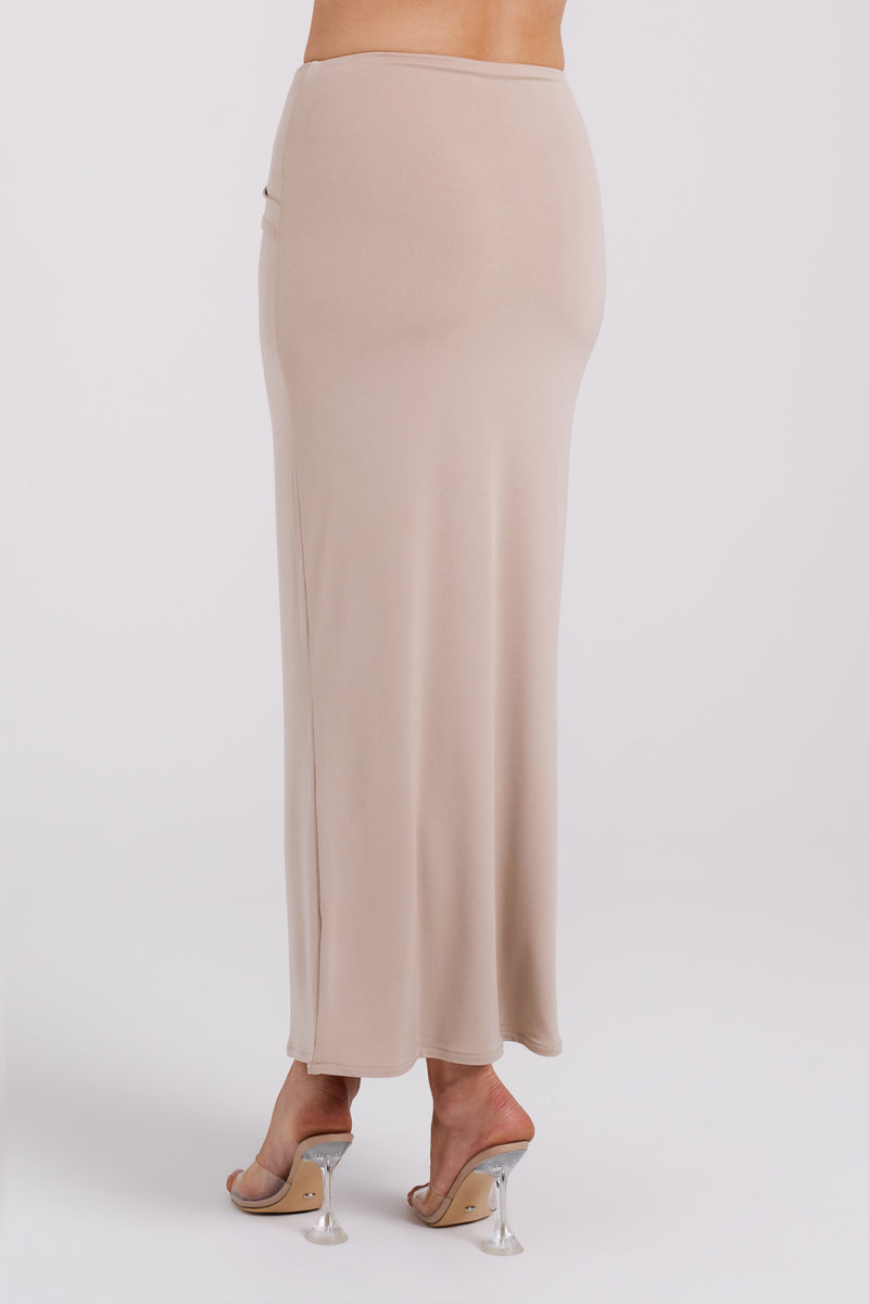 Ceri Maxi Twist Skirt - Taupe- MESHKI