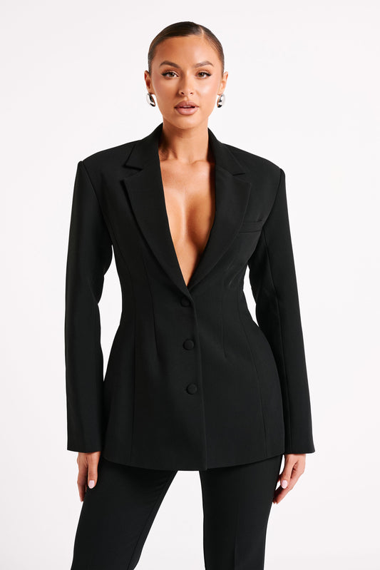 Greer Hourglass Suiting Blazer - Black