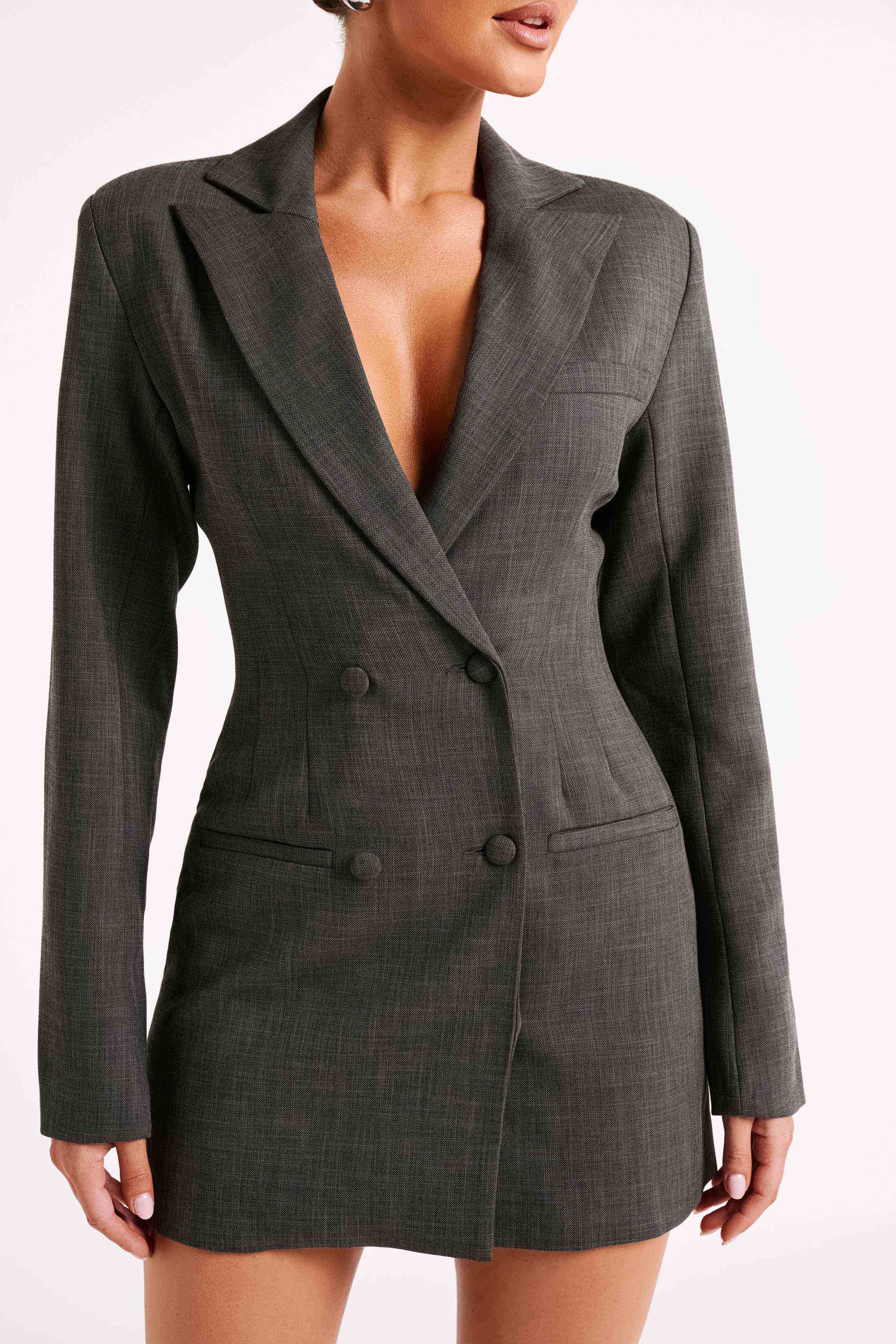 Callahan Textured Blazer Dress - Charcoal